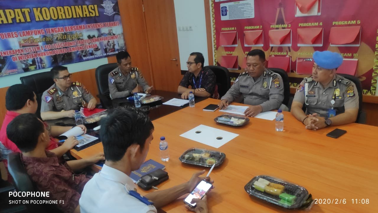 Koordinasi Dengan Intansi Terkait Sat Lantas Polres Lampung Tengah Adakan Persiapan Penerapan Sistem E-TLE (Electronic Law Enforcement)